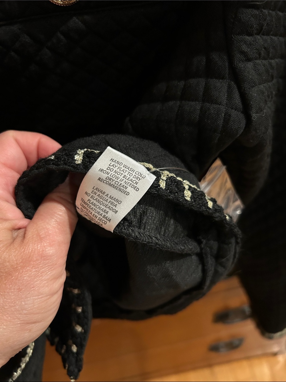 Black Quilted Crop Jacket with Gold Buttons - Picture 6 of 8